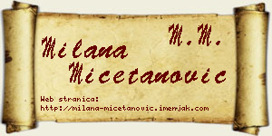 Milana Mičetanović vizit kartica